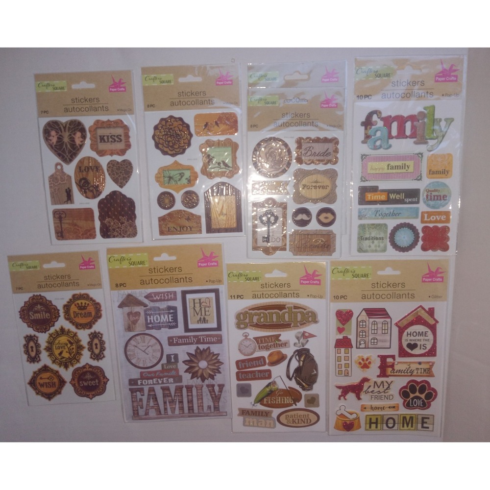 Big variety of Crafters Square stickers 8 Family sealed packs scrapbooking